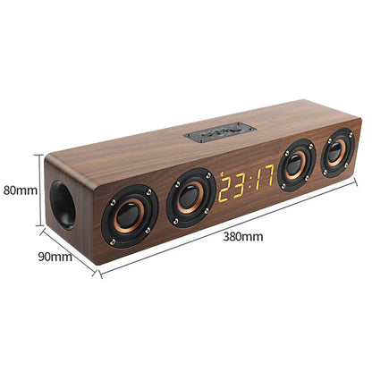 Bluetooth Alarm Clock Wood Speaker - Wireless 5.0 FM AUX TF