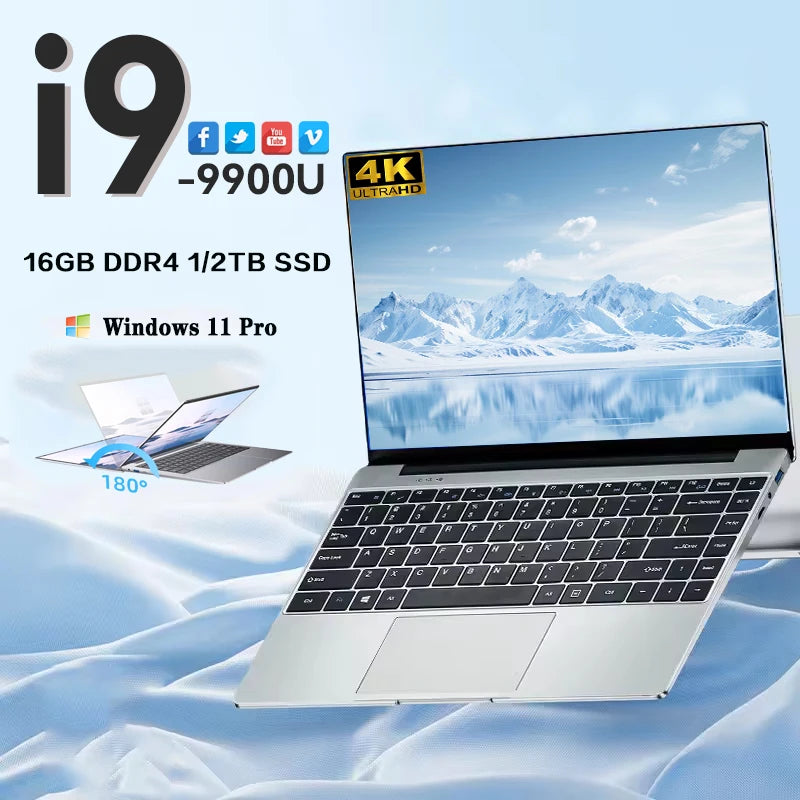 Laptop Core i9-9900U 16GB RAM 1/2TB SSD 14.1'' Windows 11 Pro - Gaming Desk