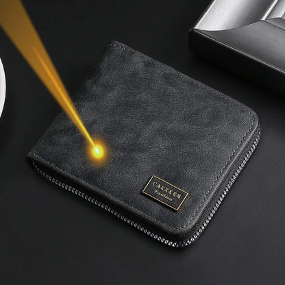 Men's Engraved Name Wallet Zipper - Coin Purse Cards Fathers Day Gift