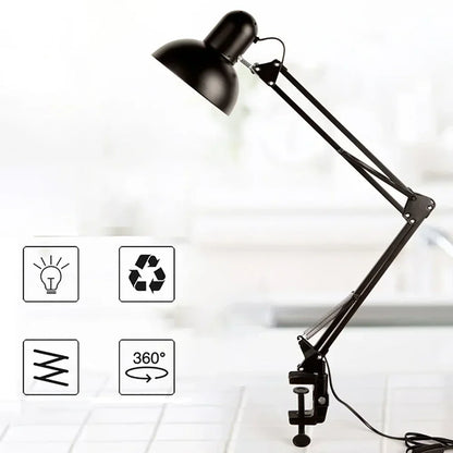 Clip-On Foldable Telescopic Eye-Protection Desk Lamp - Retro Bedroom Desk E27