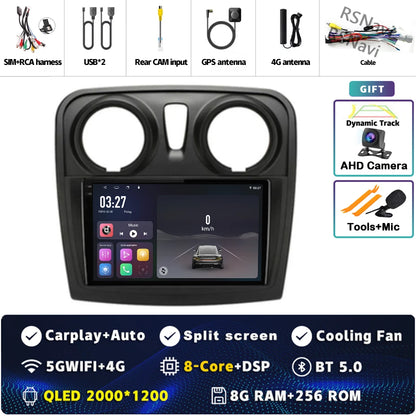 Radio Auto Android 15 Renault Sandro Logan 2 2014-2019 - 2K QLED CarPlay GPS