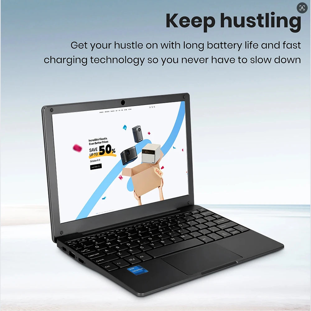 Portable Netbook 10.1'' Windows 11 Quad Core 8GB+128GB - HDMI Webcam