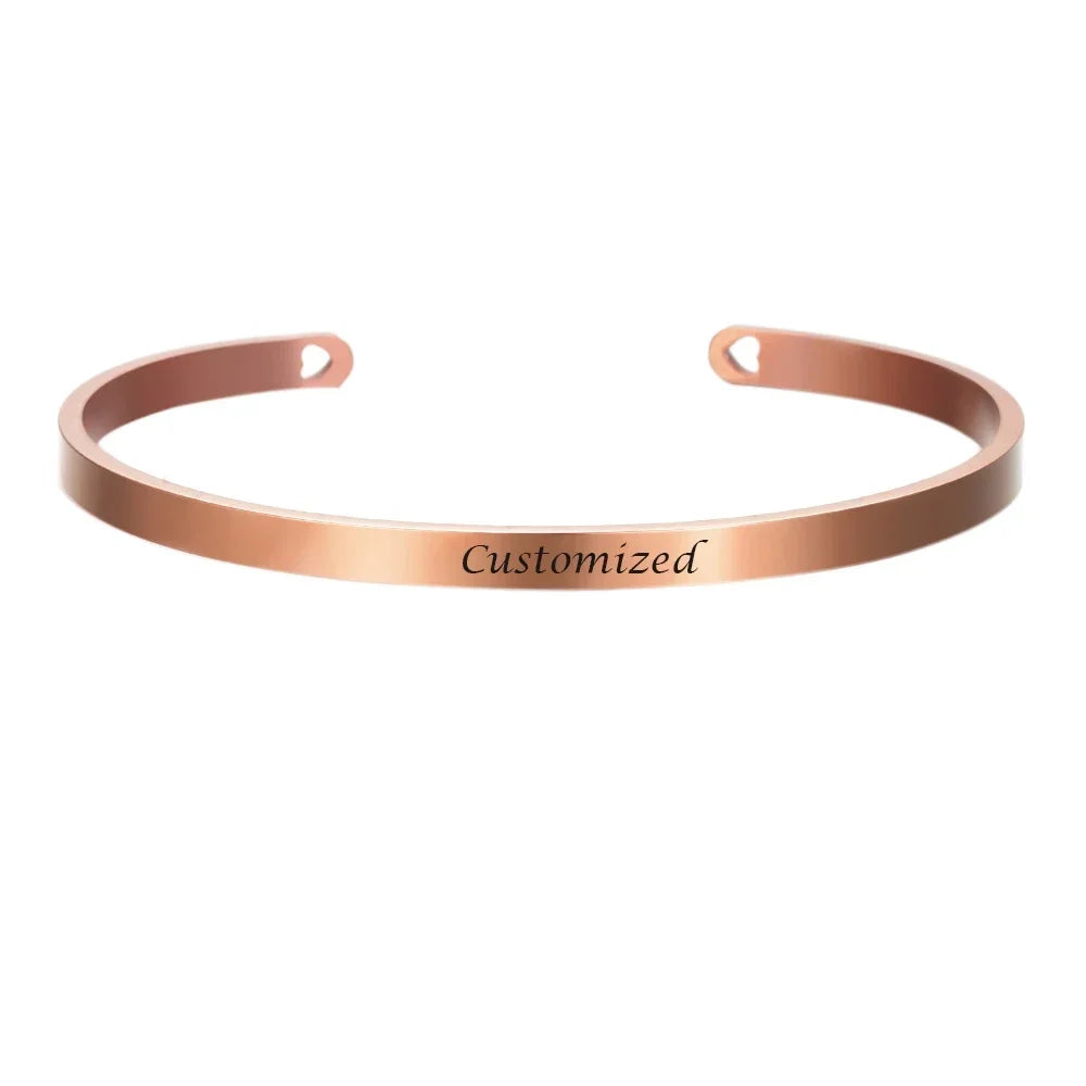 Personalized Coordinates Engraved Name Bangle - Stainless Steel Gift