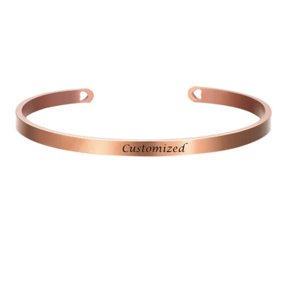 Personalized Coordinates Engraved Name Bangle - Stainless Steel Gift