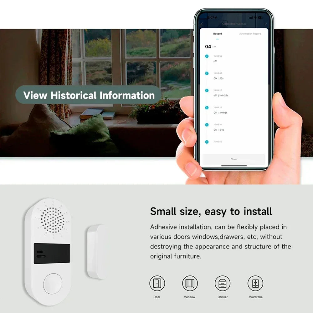 Tuya WiFi Dogold Window Sensgold - Sound Light Alarm Security Home