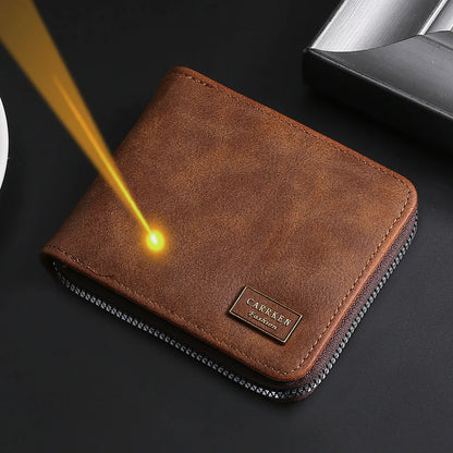 Men's Engraved Name Wallet Zipper - Coin Purse Cards Fathers Day Gift