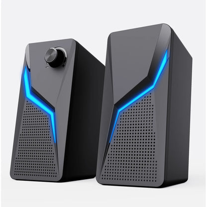 RGB LED Gaming Speaker - USB Wired Stereo HIFI Mic Bass