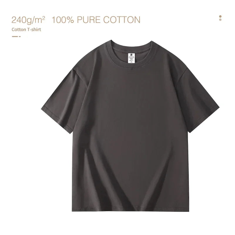 T-Shirt Men's Cotton Premium Round Collar Short Sleeve - Breathable Summer