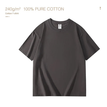 T-Shirt Men's Cotton Premium Round Collar Short Sleeve - Breathable Summer