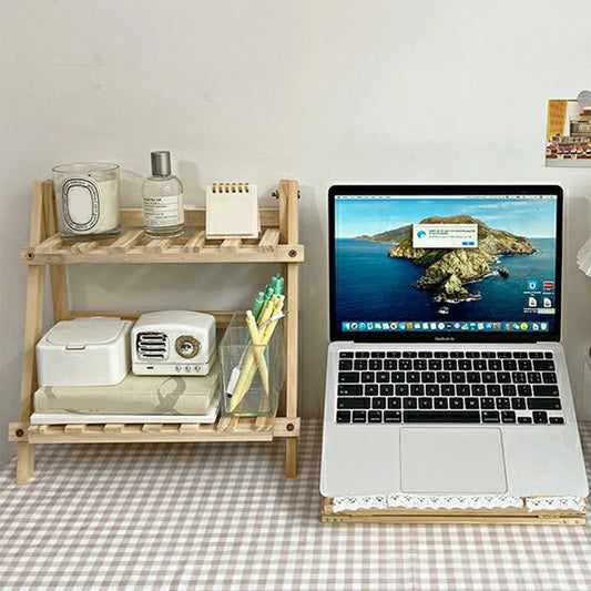 Double Foldable Wood Corner Shelf - Storage Multifunctional Bedroom Decor