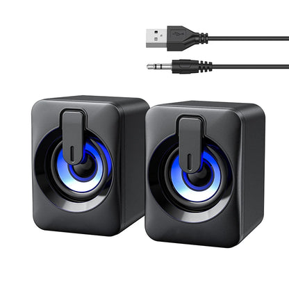 PC USB LED Speaker - Stereo HIFI Micphone Wired Desk