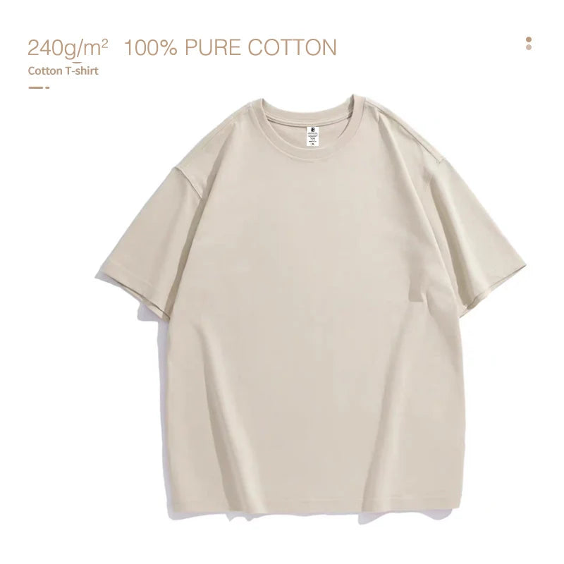 T-Shirt Men's Cotton Premium Round Collar Short Sleeve - Breathable Summer