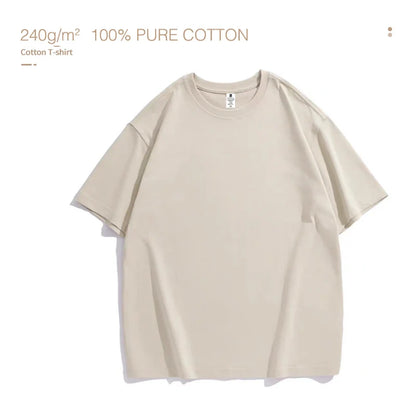 T-Shirt Men's Cotton Premium Round Collar Short Sleeve - Breathable Summer