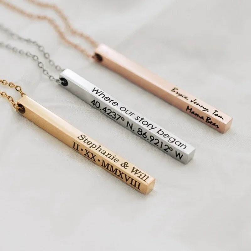 Personalized Coordinates Engraved Name Bangle - Stainless Steel Gift