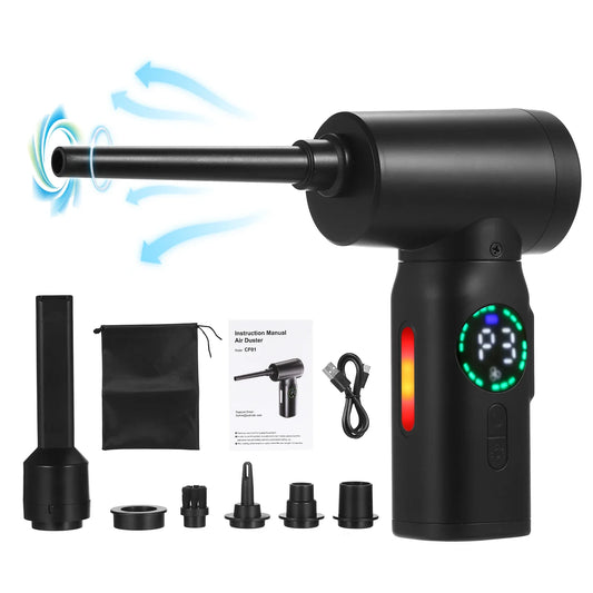 100W Electric Compressed Air Duster - Digital Display 7500mAh Rechargeable