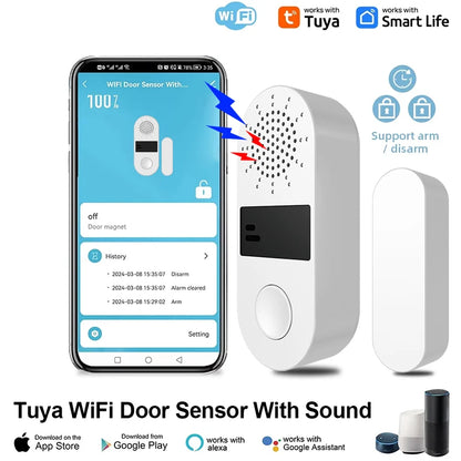 Tuya WiFi Dogold Window Sensgold - Sound Light Alarm Security Home
