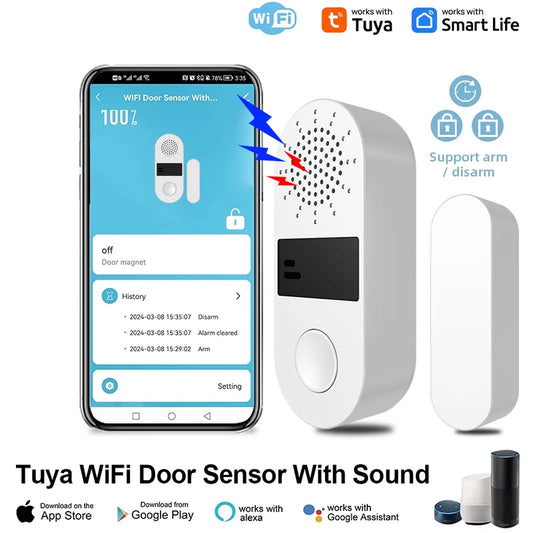Tuya WiFi Dogold Window Sensgold - Sound Light Alarm Security Home