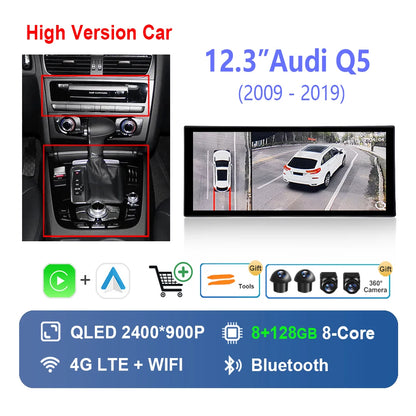 Radio Auto Android 14 Audi Q5 2009-2019 - QLED CarPlay GPS Navigation HD