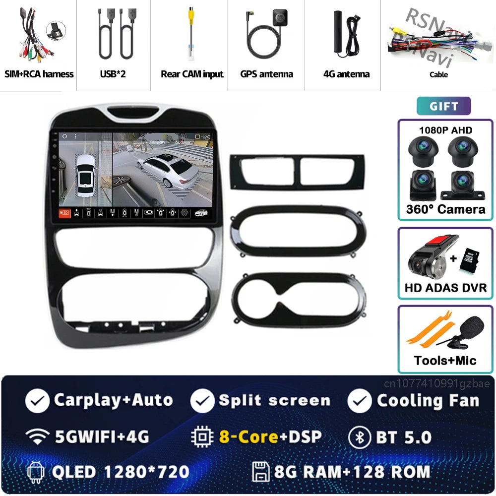 Radio Auto Android 15 Renault Clio 4 BH98 KH98 2016-2019 - 2K QLED CarPlay GPS
