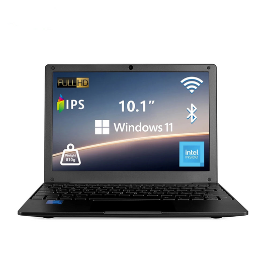 Portable Netbook 10.1'' Windows 11 Quad Core 8GB+128GB - HDMI Webcam