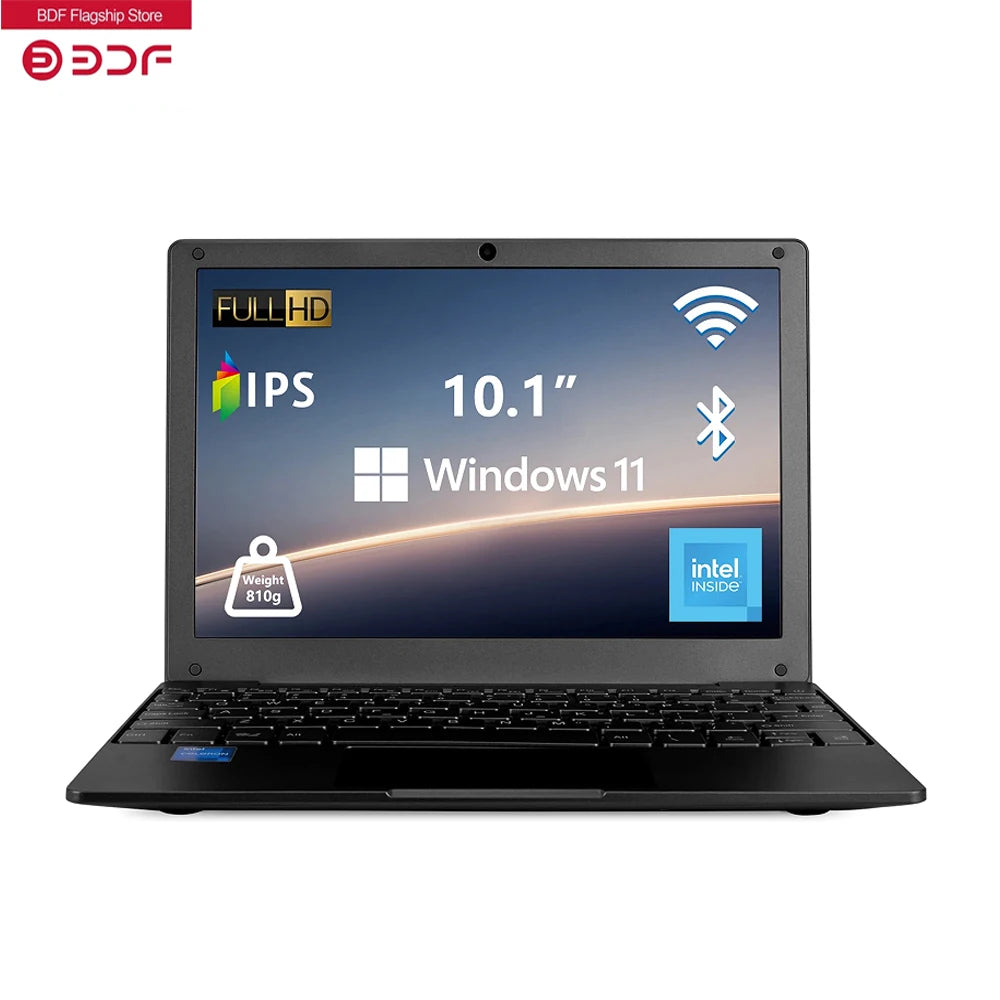 Portable Netbook 10.1'' Windows 11 Quad Core 8GB+128GB - HDMI Webcam