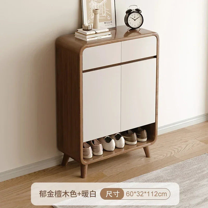 Nordic Luxury Shoe Cabinet with Drawers - Storage Space-Saving Interior