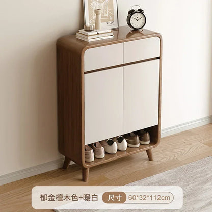 Nordic Luxury Shoe Cabinet with Drawers - Storage Space-Saving Interior