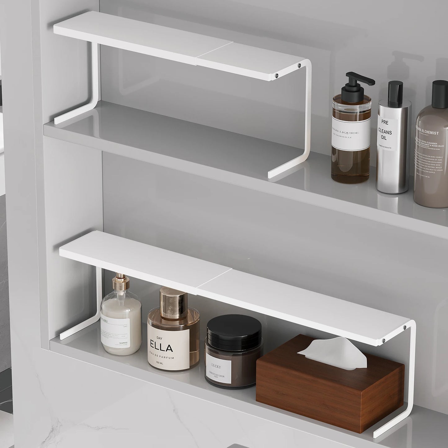 Hanging Bathroom Storage Mirror Cabinet - Basket Organizer Cosmetics