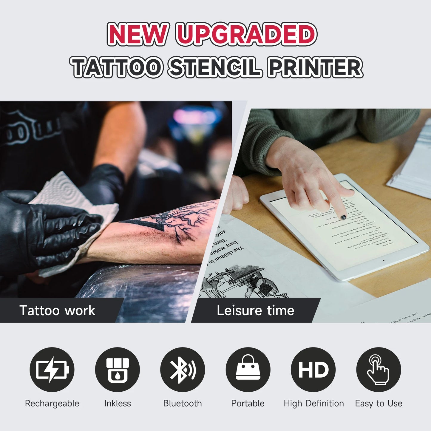 A4 Portable Inkless Bluetooth Thermal Printer - PDF Desk Tattoo Memo