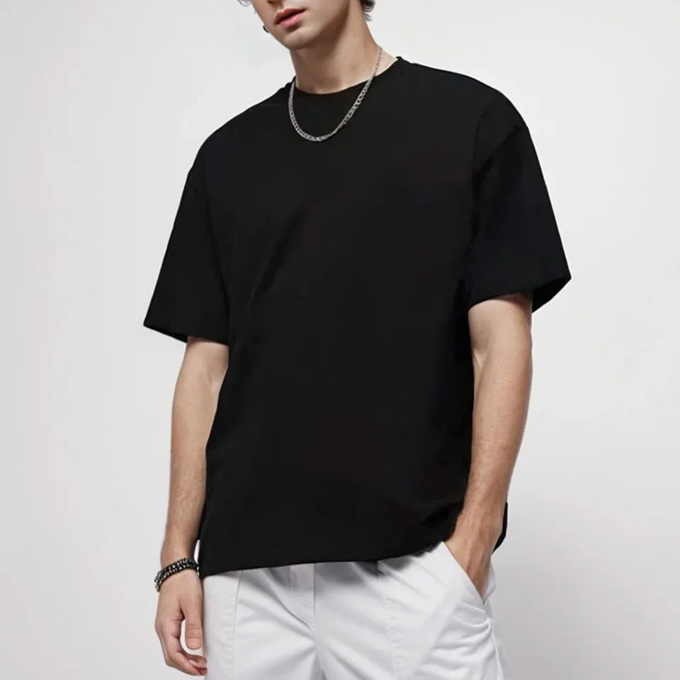 T-Shirt Men's Cotton Premium Round Collar Short Sleeve - Breathable Summer