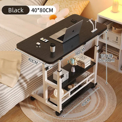 Adjustable Rolling Laptop Desk - Portable Bedside Lifting Computer Table