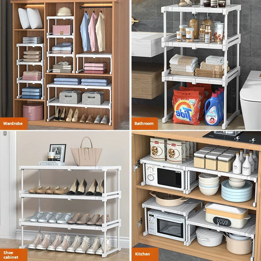 Adjustable Multifunctional Wardrobe Organizer - Storage Clothing Shoes Kitchen