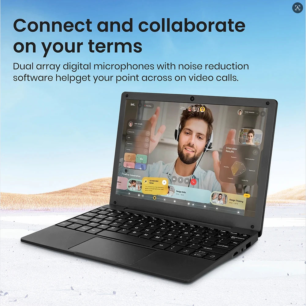 Portable Netbook 10.1'' Windows 11 Quad Core 8GB+128GB - HDMI Webcam
