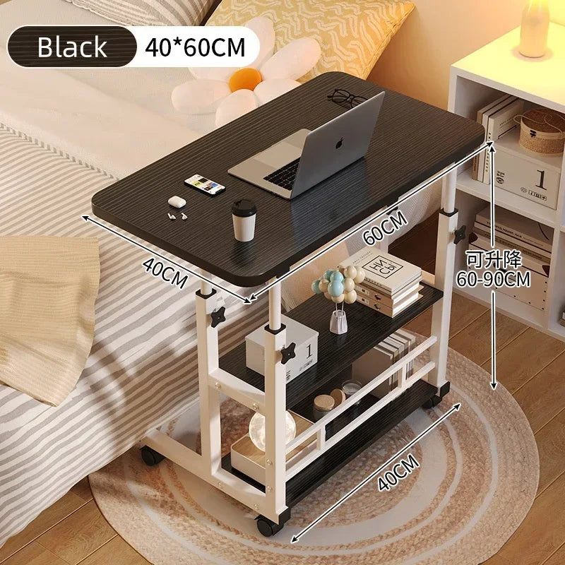 Adjustable Rolling Laptop Desk - Portable Bedside Lifting Computer Table