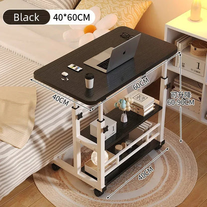 Adjustable Rolling Laptop Desk - Portable Bedside Lifting Computer Table