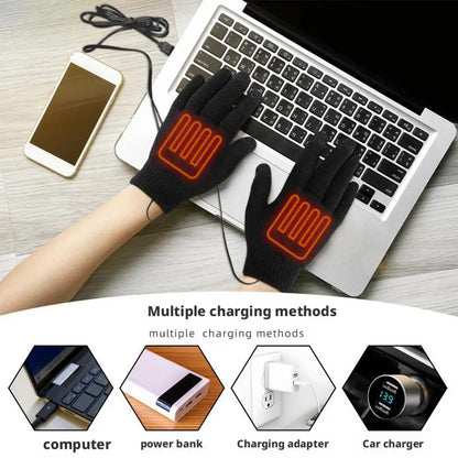 USB Heated Gloves Touchscreen Winter - Thermal Windproof Motorcycle Bike
