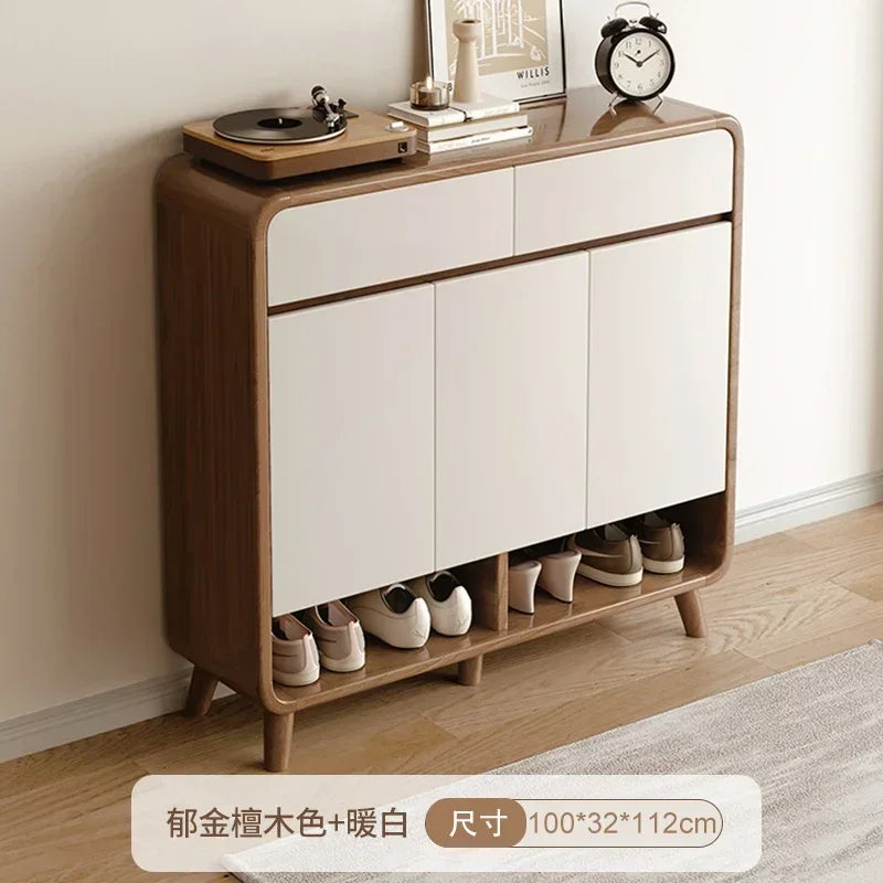 Nordic Luxury Shoe Cabinet with Drawers - Storage Space-Saving Interior
