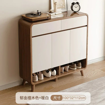 Nordic Luxury Shoe Cabinet with Drawers - Storage Space-Saving Interior