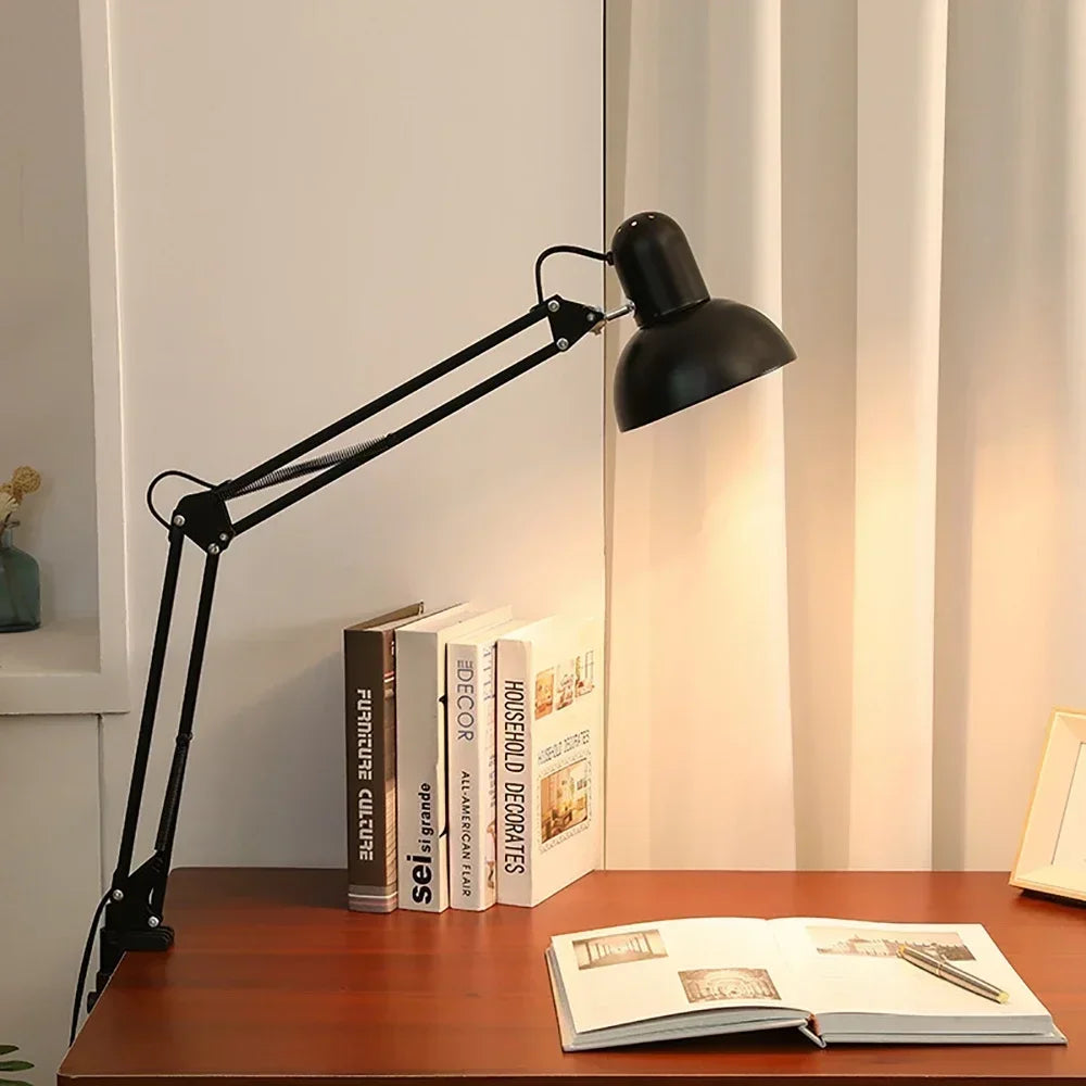Clip-On Foldable Telescopic Eye-Protection Desk Lamp - Retro Bedroom Desk E27