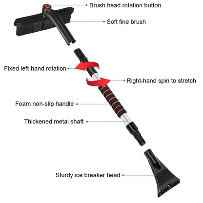 Shovel Snow Car Stretch Ice Scraper - Detachable Windshield Brush Winter