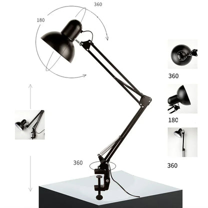 Clip-On Foldable Telescopic Eye-Protection Desk Lamp - Retro Bedroom Desk E27