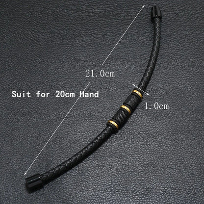 Men's Genuine Leather Magnetic Bracelet - Bangle Punk Cable Gift