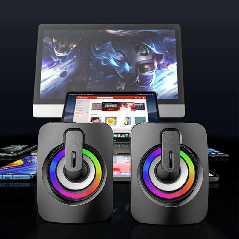 PC USB LED Speaker - Stereo HIFI Micphone Wired Desk