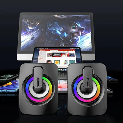 PC USB LED Speaker - Stereo HIFI Micphone Wired Desk
