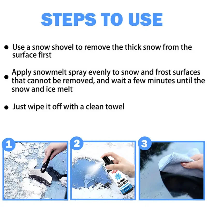 Defroster Anti-Ice Car Home - Spray Snow Removal Freezer Winter