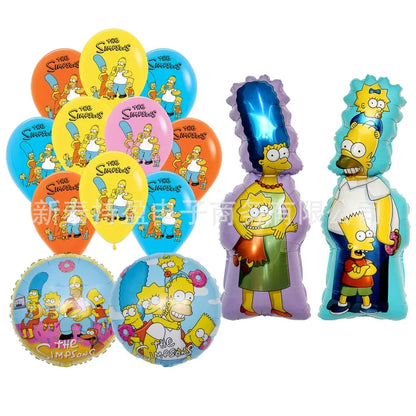 Simpsons Party Balloons Birthday Kids - Latex Foil Home Decor