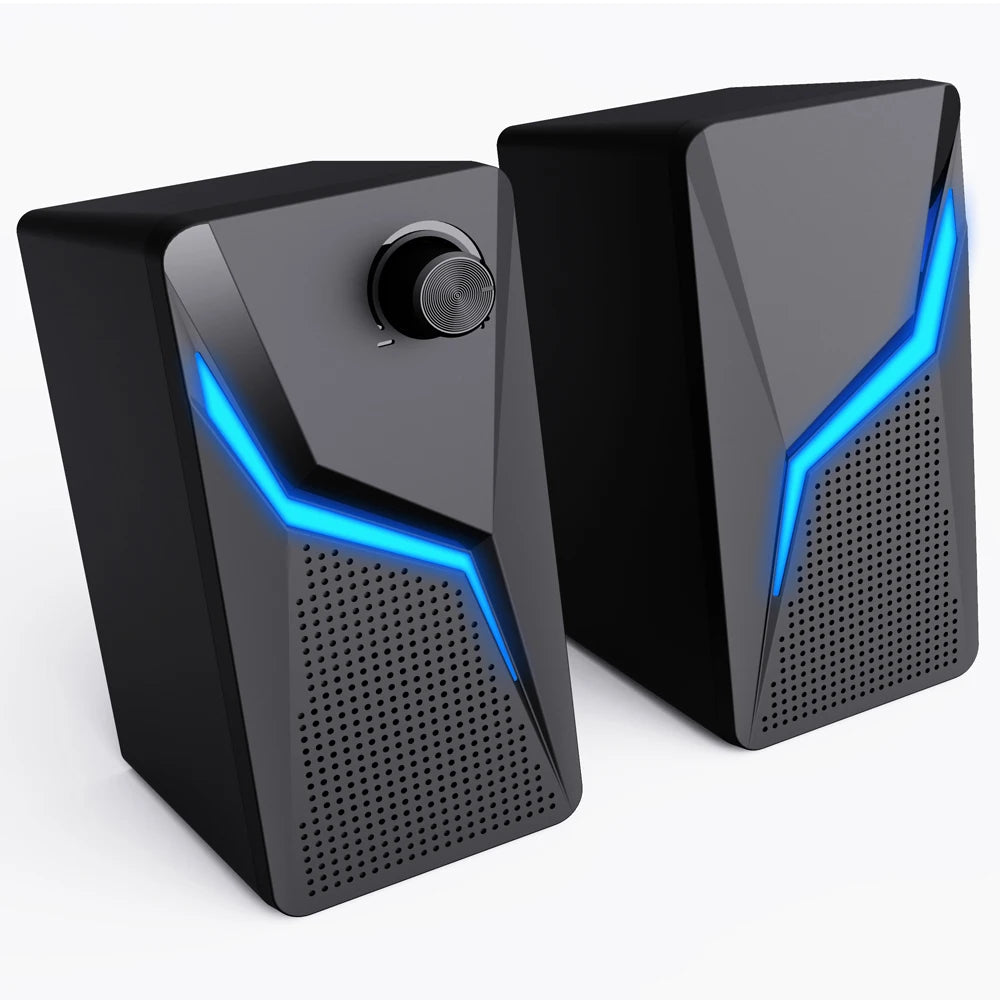 RGB LED Gaming Speaker - USB Wired Stereo HIFI Mic Bass