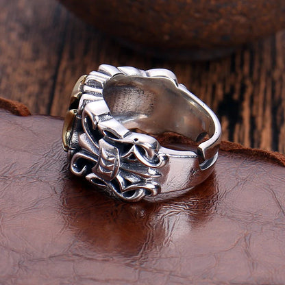 Large Punk Cross Ring Adjustable Men's - Gothic Retro Street Jewelry