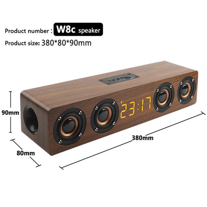 Bluetooth Alarm Clock Wood Speaker - Wireless 5.0 FM AUX TF