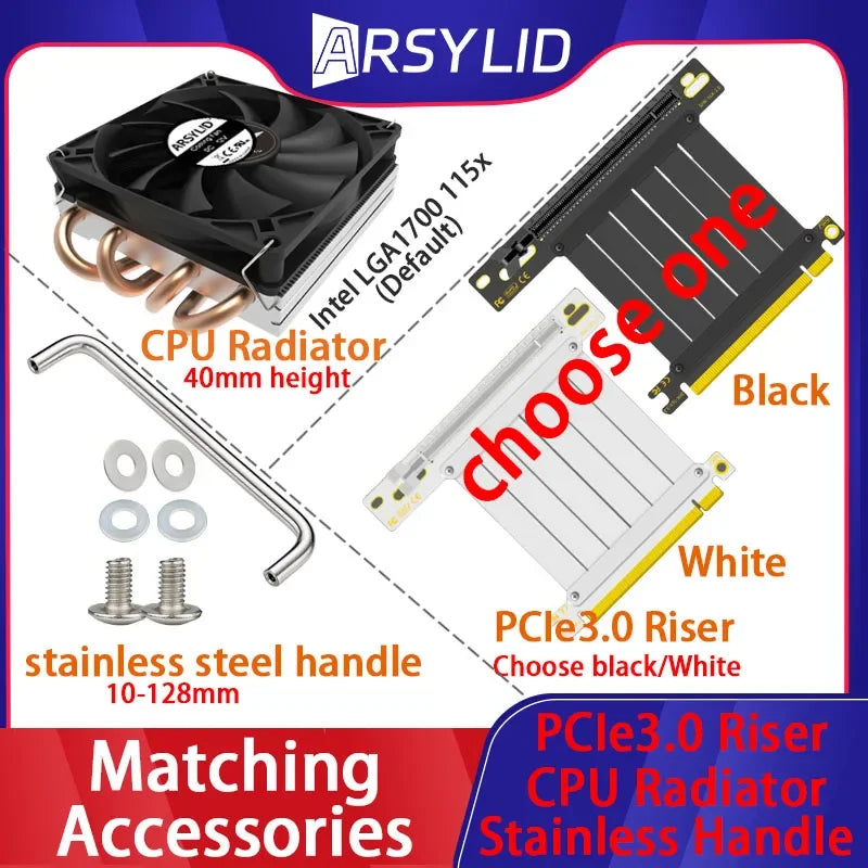 ITX Case A09 3.8L Mini PC HTPC - Holder PCIe SSD 2.5'' Portable